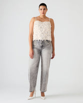 BLAKELYN Ivory Feather Sequin Embellished Women's Top | Steve Madden outlet
