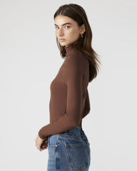 NELLE Bodysuit Brown | Women's Mock Neck Stretch Bodysuit | Steve Madden near me