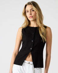 WESLEY Top Black Button-Up Vest Top | Steve Madden online
