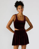 ARYANNA Wine Cropped Velvet Women's Top | Steve Madden US
