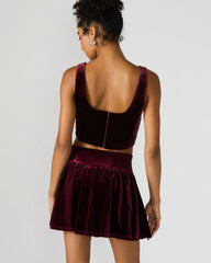 ARYANNA Wine Cropped Velvet Women's Top | Steve Madden US