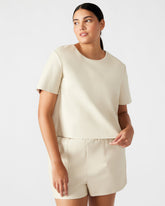EZRA Bone Women's Short Sleeve Faux Leather Top | Steve Madden for Sale