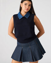 JEANE Sweater Vest Knit Collared Sleeveless Women's Top | Steve Madden discount
