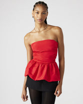 AMARI Top Red | Women's Bubble-Hem Taffeta Strapless Top | Steve Madden Sale