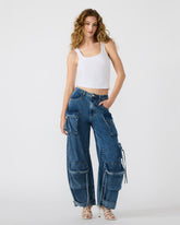 DUO Medium Denim Women's Utility Cargo Pants | Steve Madden online