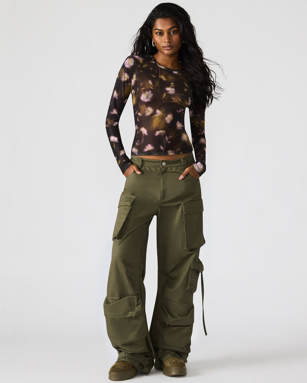 DUO Olive Women's Utility Cargo Pants | Steve Madden US
