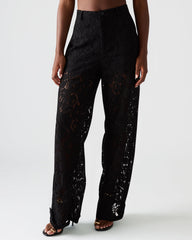 TRE Lace Black Mesh Barrel Low-Rise Women's Pant | Steve Madden outlet
