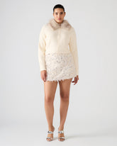 CINDI Ivory Feather Embellished Women's Skirt | Steve Madden US