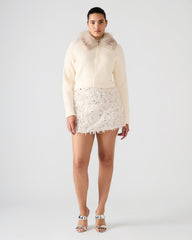 CINDI Ivory Feather Embellished Women's Skirt | Steve Madden US