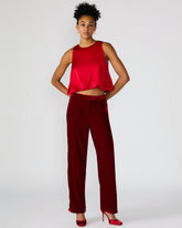 TONIA Red Velvet Wide-Leg Trouser Women's Pants | Steve Madden near me