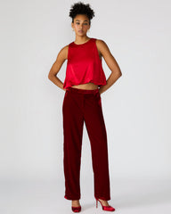 TONIA Red Velvet Wide-Leg Trouser Women's Pants | Steve Madden near me
