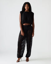 ALARA Black Lace Mesh Overlay Women's Pant | Steve Madden on Sale