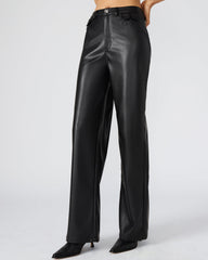GERALDINE Black Faux Leather Straight-Leg Women's Pants | Steve Madden near me