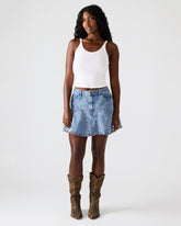 MELANY Forever Blue Denim Pleated Mini Women's Skirt | Steve Madden online