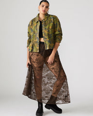 GISELA Dark Espresso Lace Mesh Maxi Women's Skirt | Steve Madden US