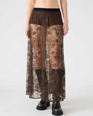 GISELA Dark Espresso Lace Mesh Maxi Women's Skirt | Steve Madden US