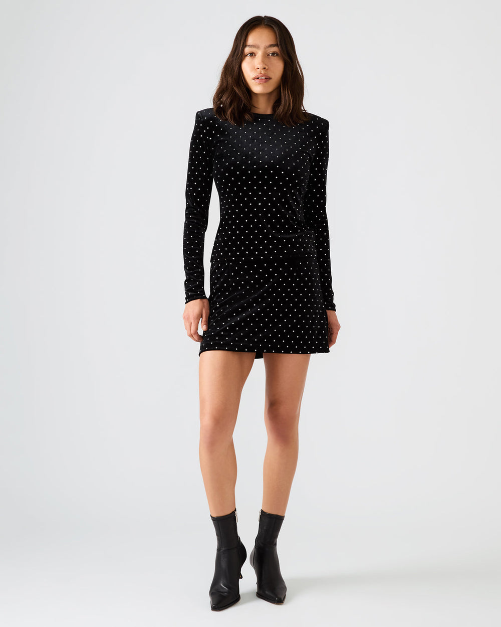 CINDI Black Studded Velvet Rhinestone Embellished Women's Skirt | Steve Madden outlet