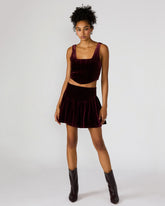 JAYLA Wine Flowy Velvet Women's Mini Skirt | Steve Madden Sale