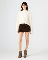 AVIVA Dark Espresso Faux Fur Mini Women's Skirt | Steve Madden for Sale
