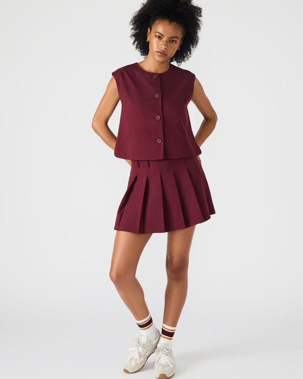 MARGO Wine Pleated Women's Mini Skirt | Steve Madden discount