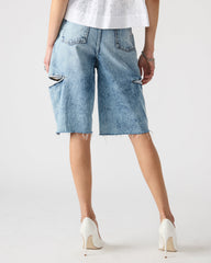 LANGE Denim Women's Side Slit Barrel Shorts | Steve Madden online