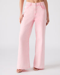 ROZ Pink Wide-Leg Washed Denim Women's Pant | Steve Madden discount