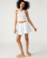 AISHA Skirt White | Women's Balloon Poplin Mini Skirt | Steve Madden outlet
