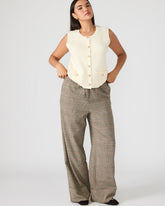 IDRA Brown Pull-On Tie-Front Cuffed Plaid Women's Pants | Steve Madden online