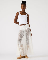 VEERA White Mesh Lace Flowy Maxi Skirt | Steve Madden on Sale