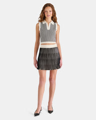 AMERY Black/White Pleated Knit Fabric Women's Skirt | Steve Madden online
