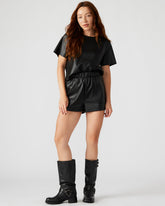 FAUX THE RECORD Short Black | Women's Faux Leather Short | Steve Madden outlet