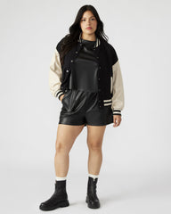 FAUX THE RECORD Short Black | Women's Faux Leather Short | Steve Madden outlet