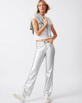 LOREN Pant Silver | Women's Faux Leather Straight Leg Pant | Steve Madden Sale