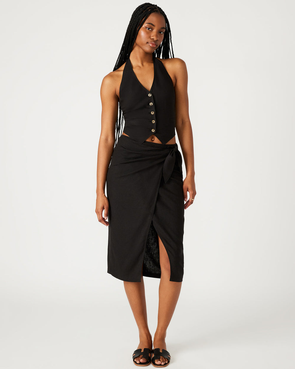 ISADORA Skirt Black | Women's Midi Wrap Skirt | Steve Madden discount