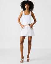 ERAS Denim White Rhinestone Embellished Mini Women's Skirt | Steve Madden discount