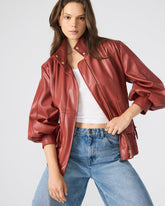VEE Dusty Brick Faux Leather Long-Sleeved Women's Jacket | Steve Madden online