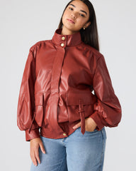 VEE Dusty Brick Faux Leather Long-Sleeved Women's Jacket | Steve Madden online