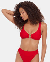SLEEK 'N CHIC BIKINI TOP CHERRY Women's Bikini Top | Steve Madden on Sale