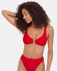 SLEEK 'N CHIC BIKINI TOP CHERRY Women's Bikini Top | Steve Madden on Sale