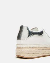 GLANCE White/Silver Espadrille Platform Casual | Women's Sneakers | Steve Madden Sale