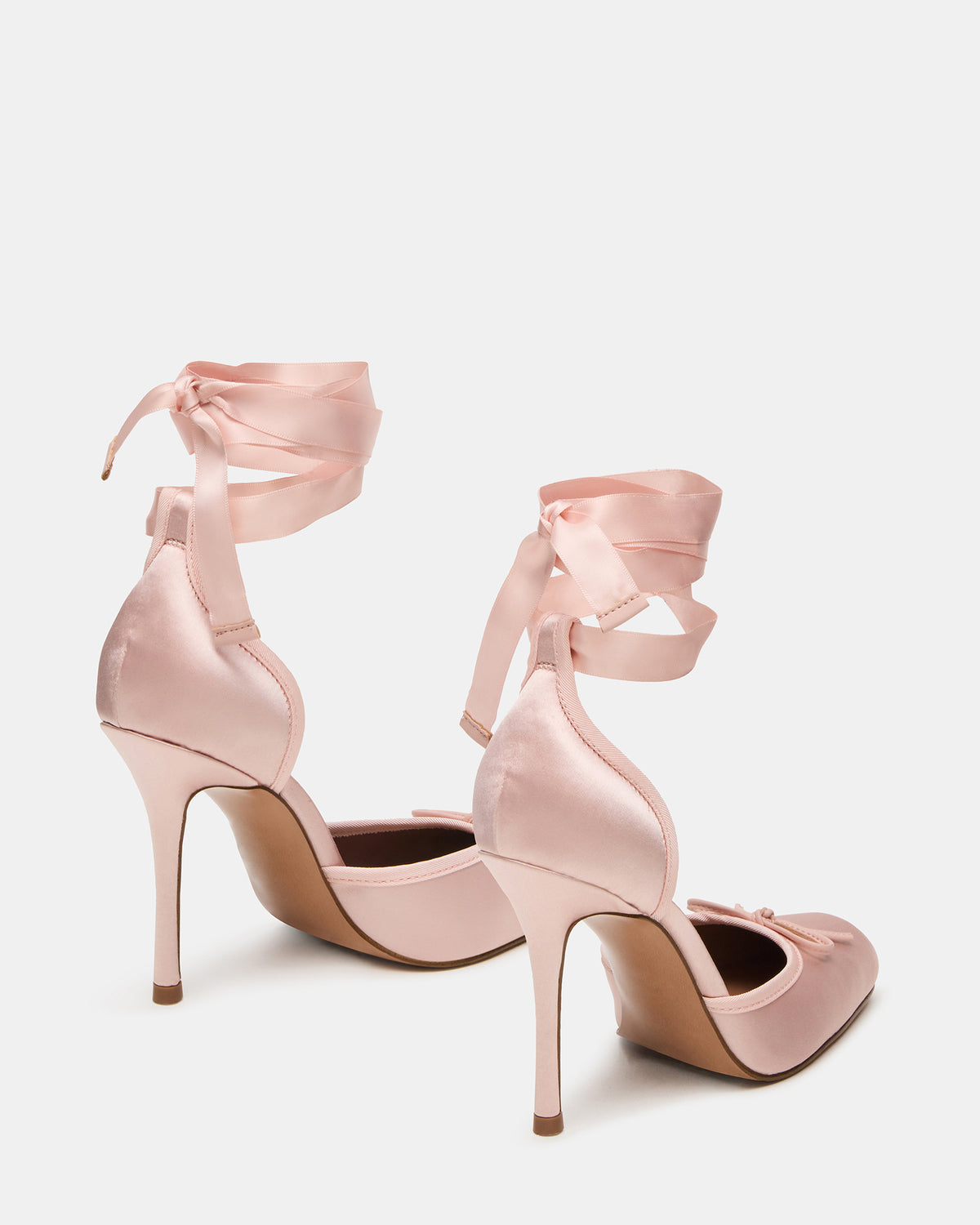 LARINA Pink Satin Square-Toe Stiletto Pump Lace-Up Women's Heel | Steve Madden for Sale