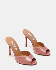 PRIYA Dark Blush Patent Mule Women's Heel | Steve Madden on Sale