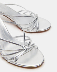 EDNA Silver Leather Strappy Mule Women's Heel | Steve Madden discount