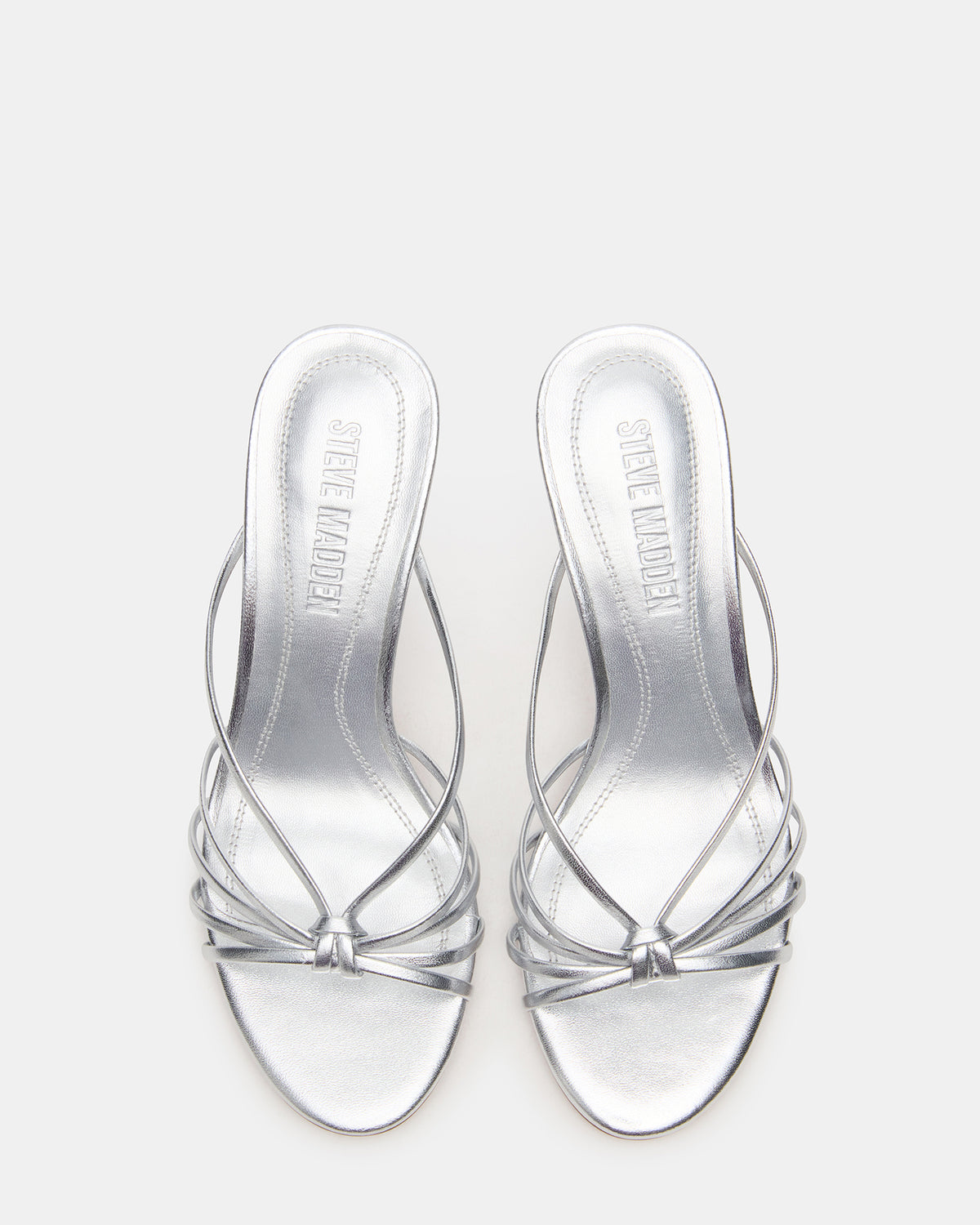 EDNA Silver Leather Strappy Mule Women's Heel | Steve Madden discount