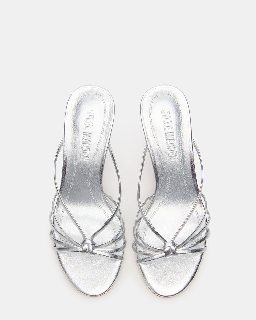 EDNA Silver Leather Strappy Mule Women's Heel | Steve Madden discount
