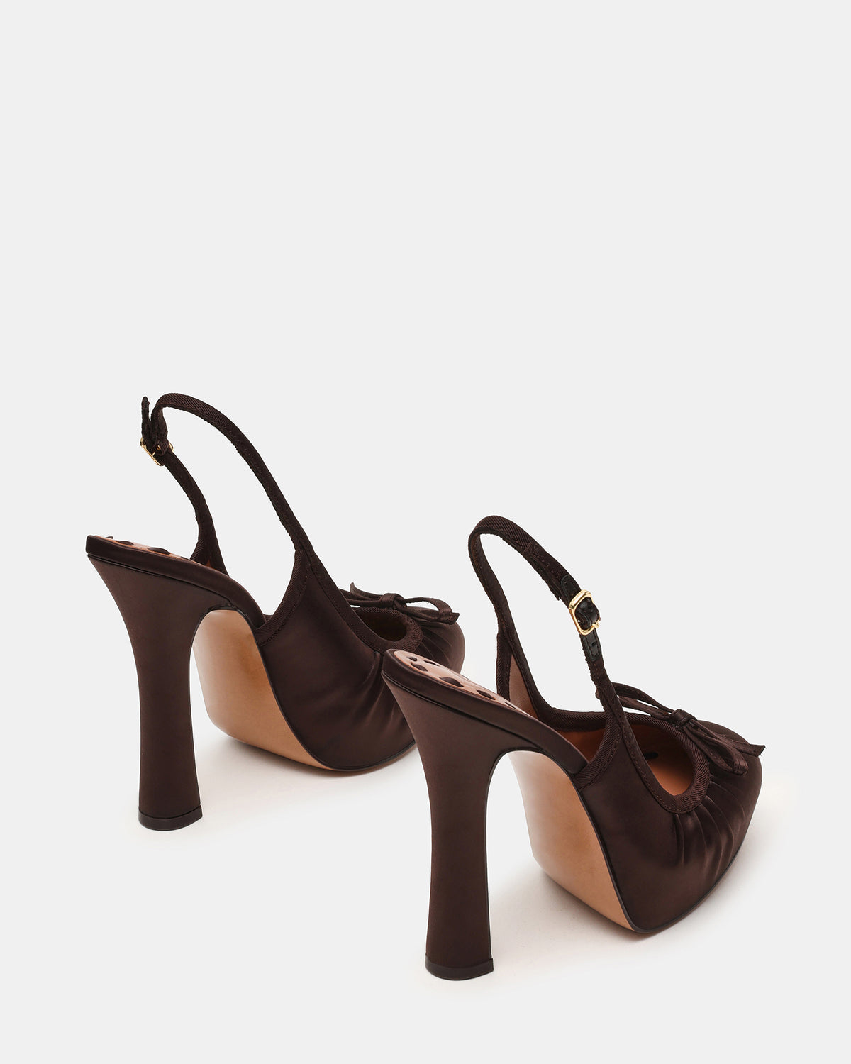 SOFIE Brown Satin Bow Slingback Platform Women's Heel | Steve Madden outlet