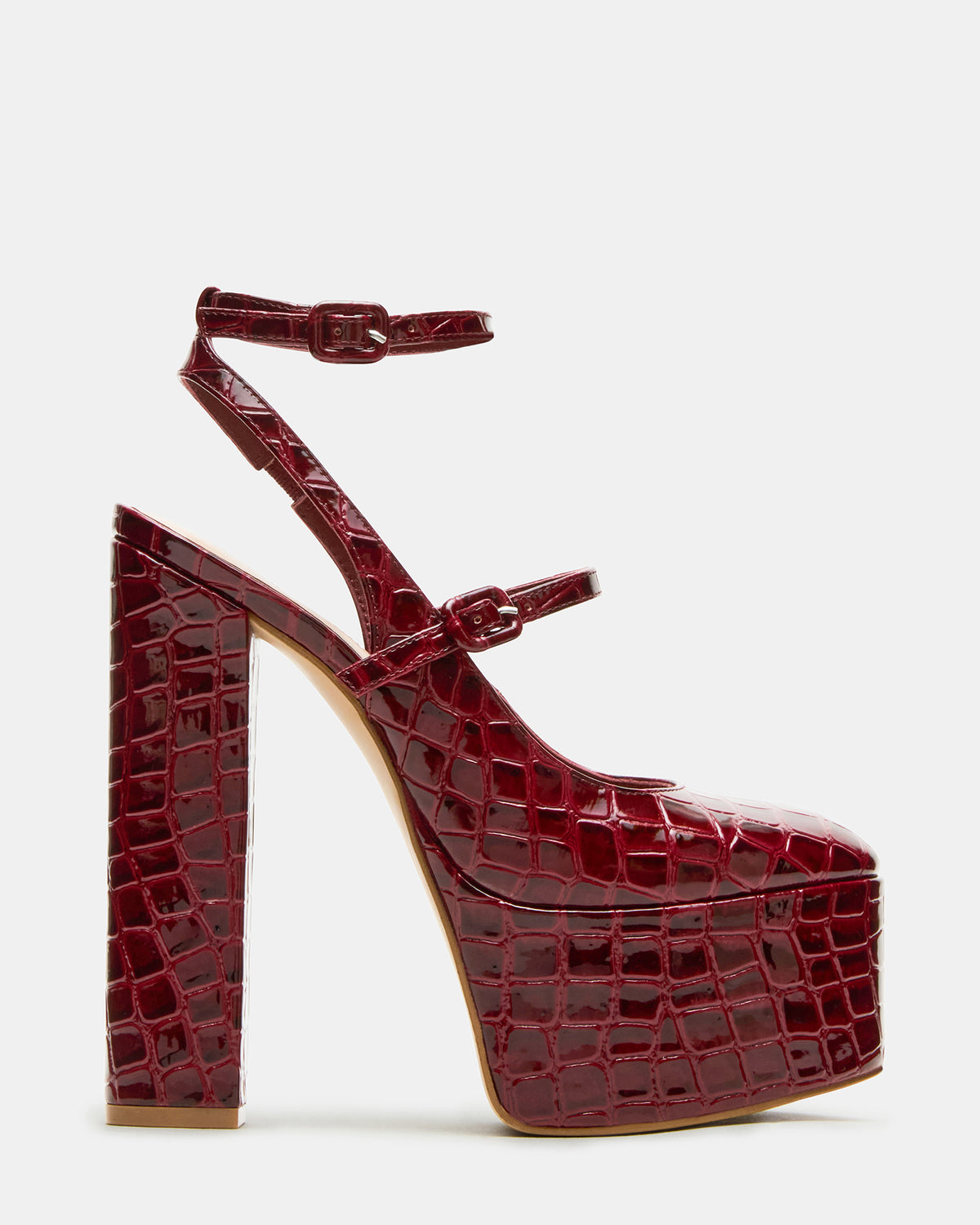 SCOTLYN Red Crocodile Women's Platform Block Heel | Steve Madden Sale