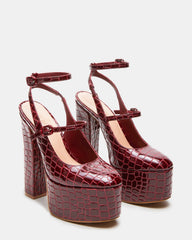 SCOTLYN Red Crocodile Women's Platform Block Heel | Steve Madden Sale