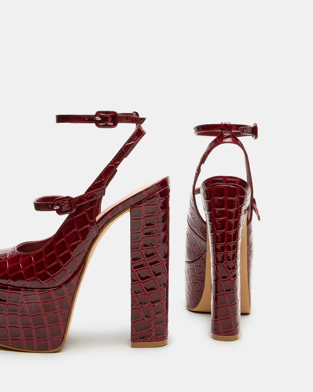 SCOTLYN Red Crocodile Women's Platform Block Heel | Steve Madden Sale