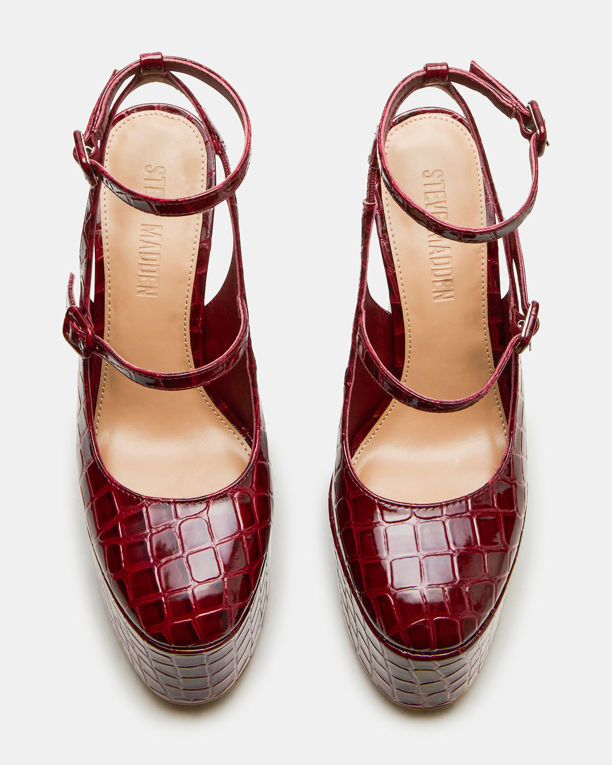 SCOTLYN Red Crocodile Women's Platform Block Heel | Steve Madden Sale
